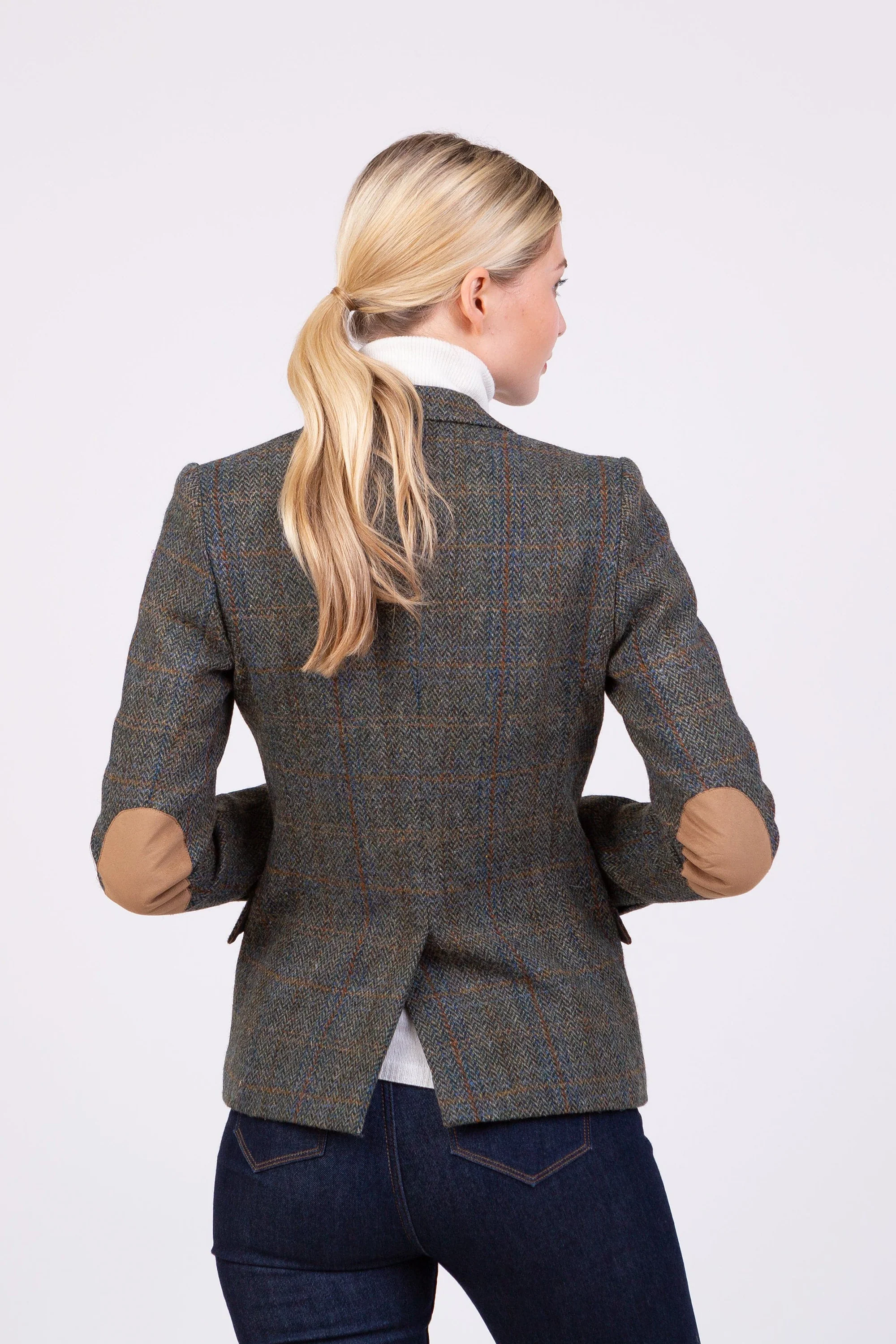 Women's Harris Tweed Janice Blazer - Dark Green Check - Image 3