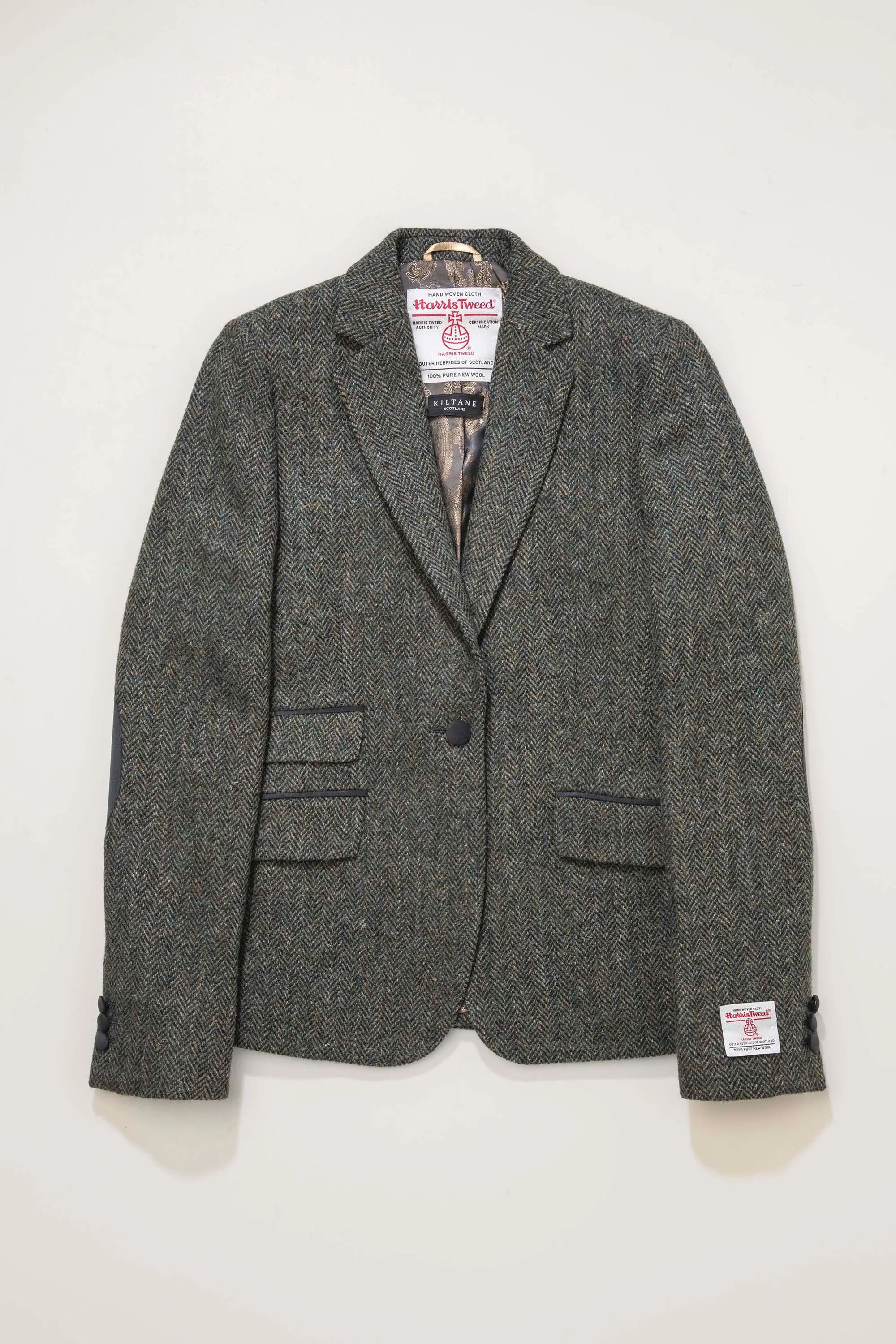 Women's Harris Tweed Janice Blazer - Dark Green Herringbone - Image 3
