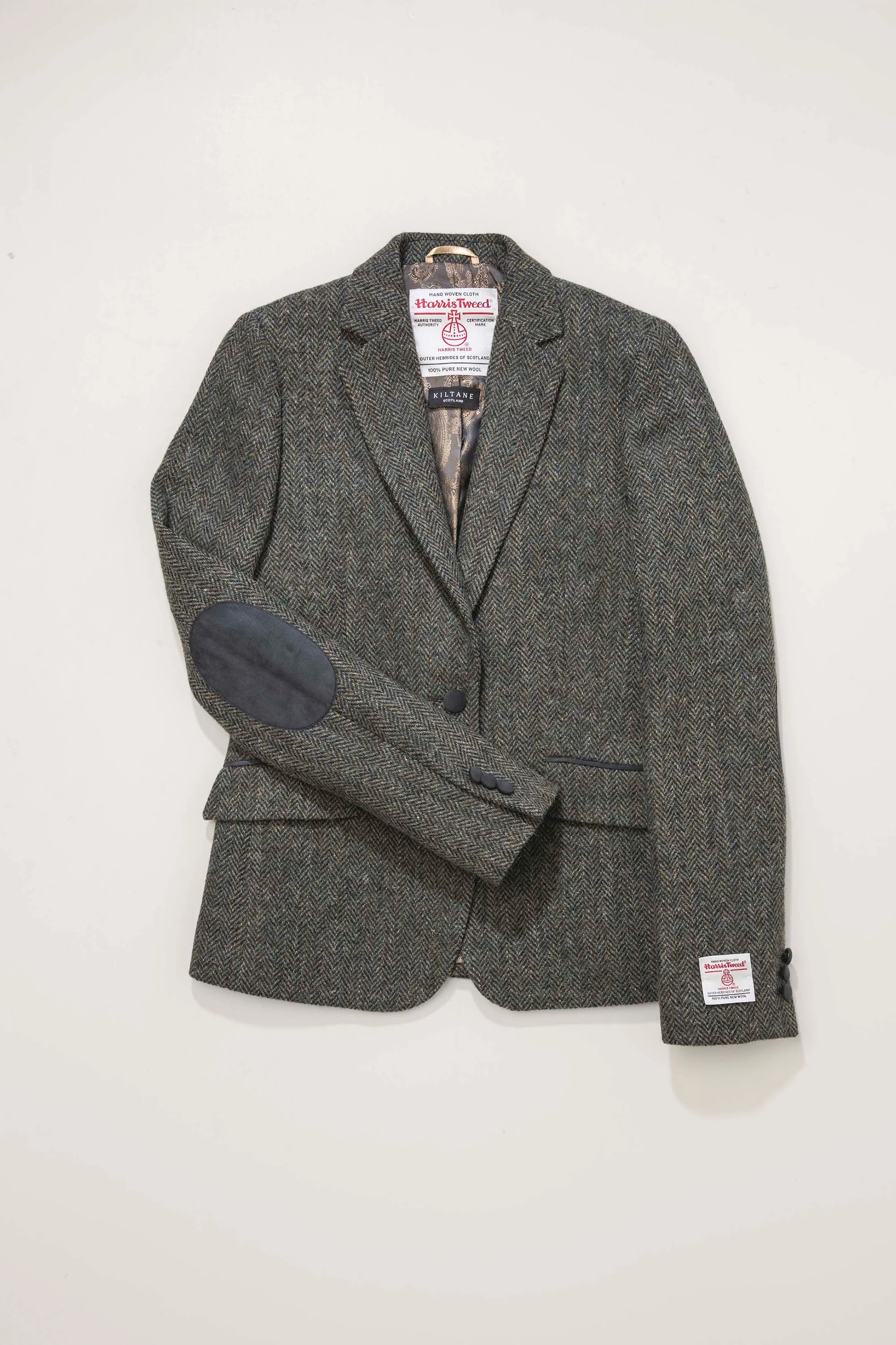 Women's Harris Tweed Janice Blazer - Dark Green Herringbone - Image 4