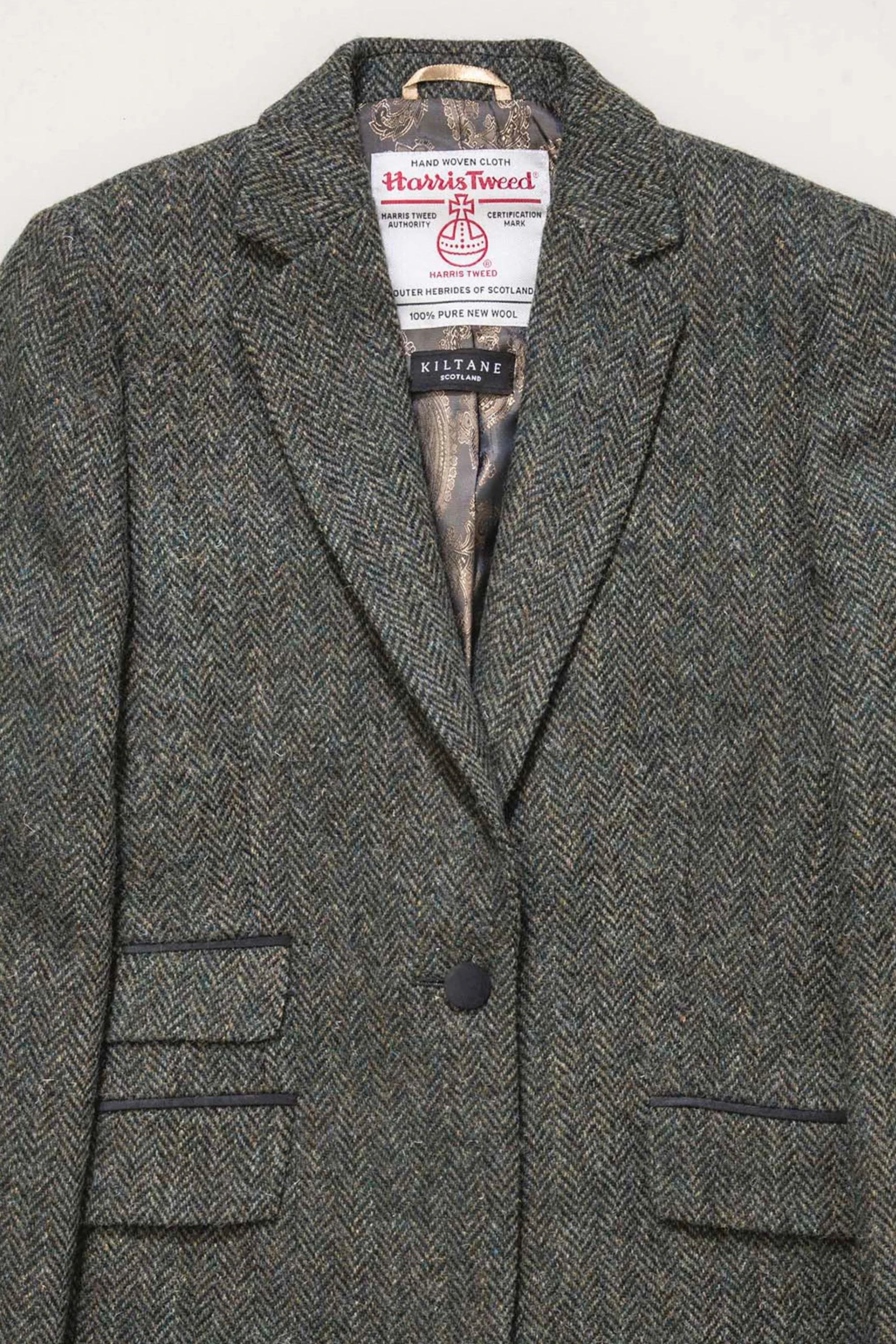 Women's Harris Tweed Janice Blazer - Dark Green Herringbone - Image 5