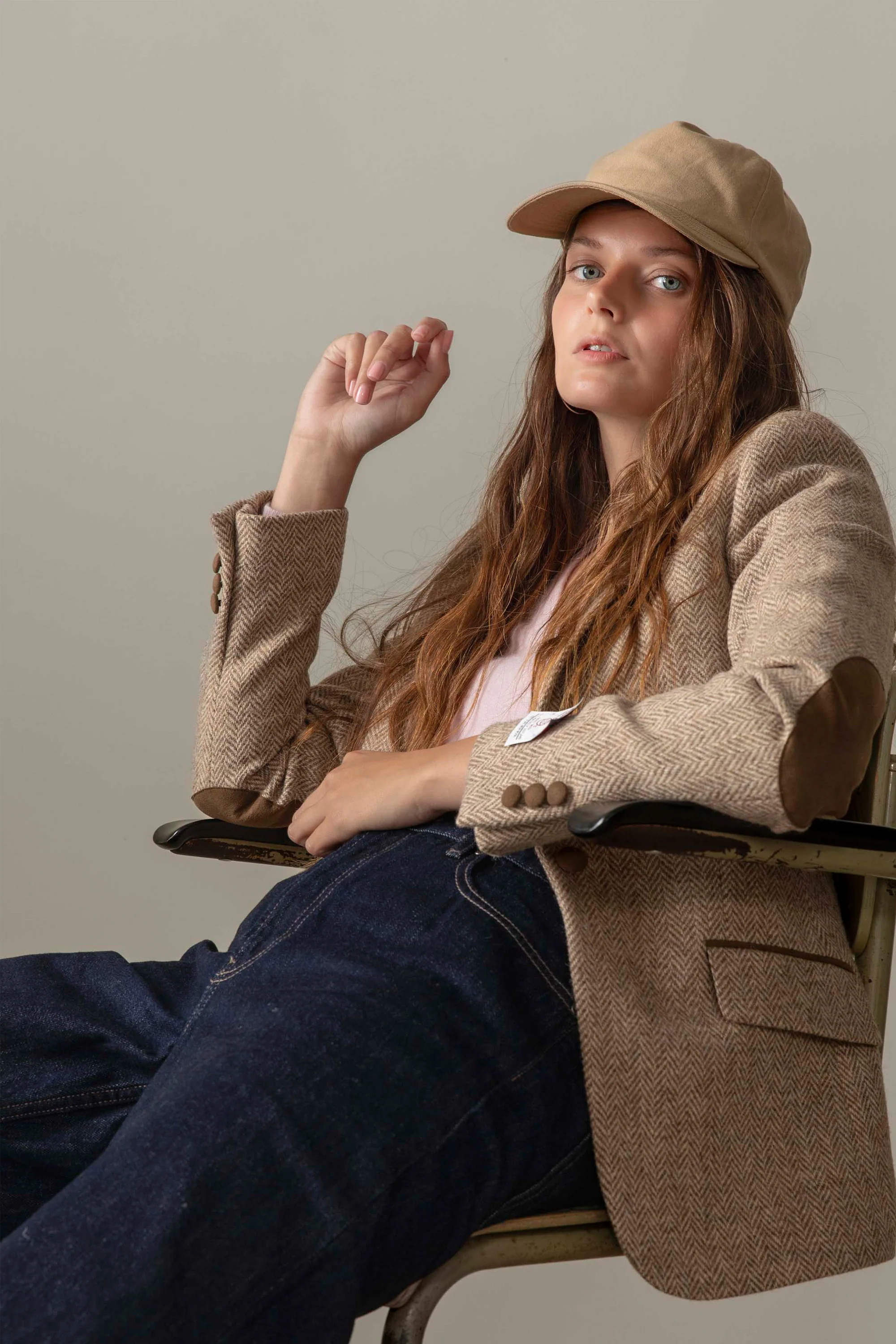 Women's Harris Tweed Janice Blazer - Light Beige Herringbone - Image 2