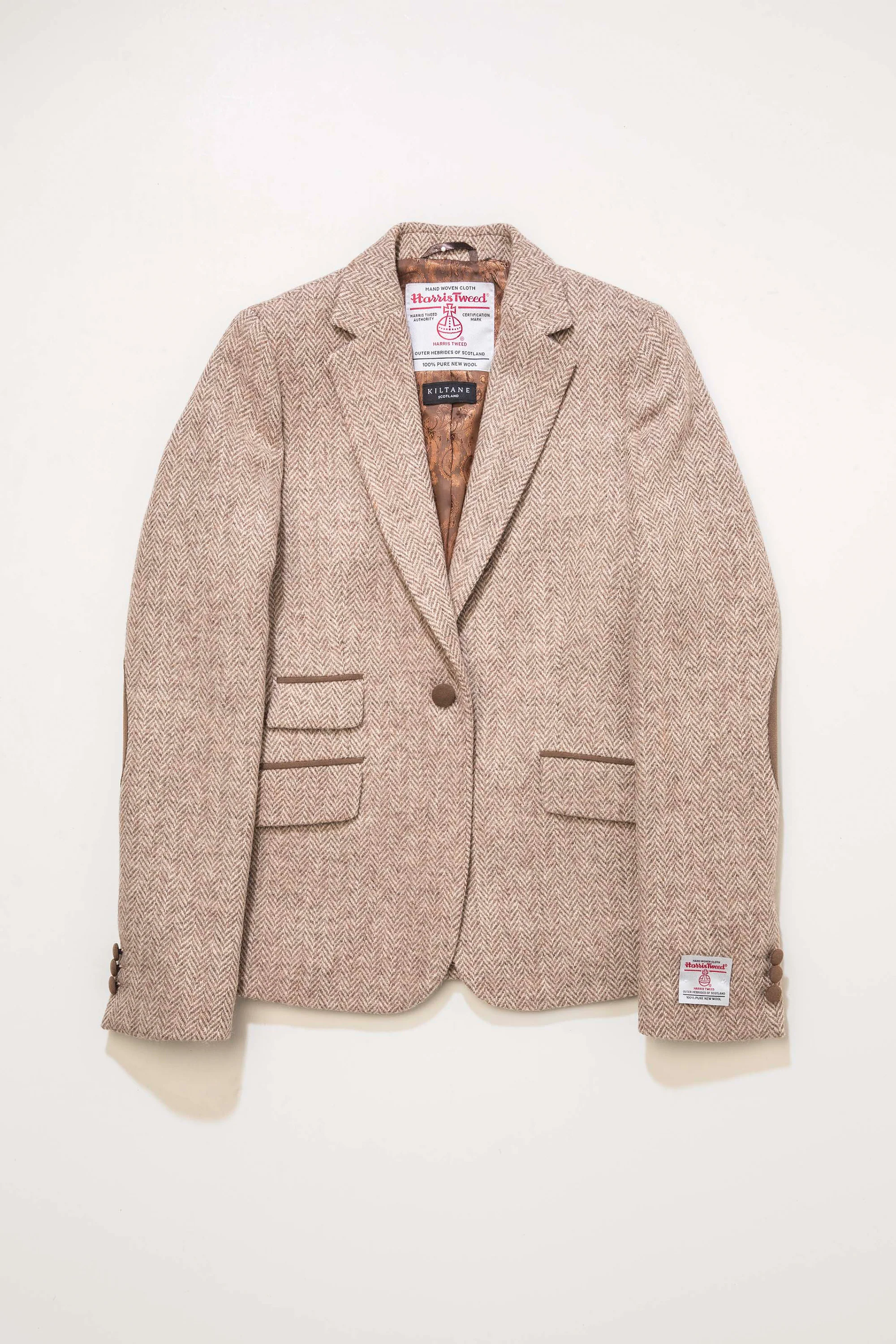 Women's Harris Tweed Janice Blazer - Light Beige Herringbone - Image 3