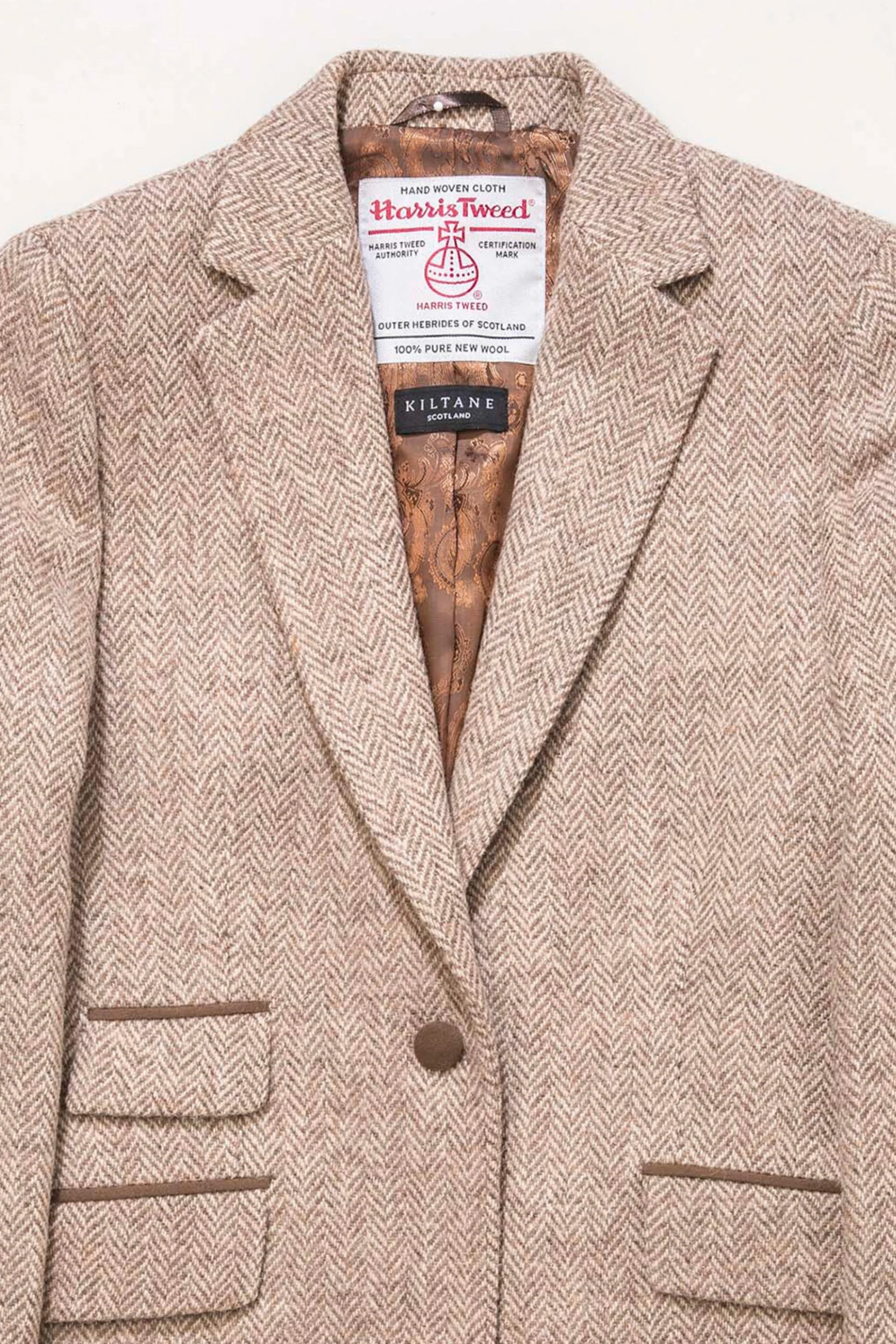Women's Harris Tweed Janice Blazer - Light Beige Herringbone - Image 5