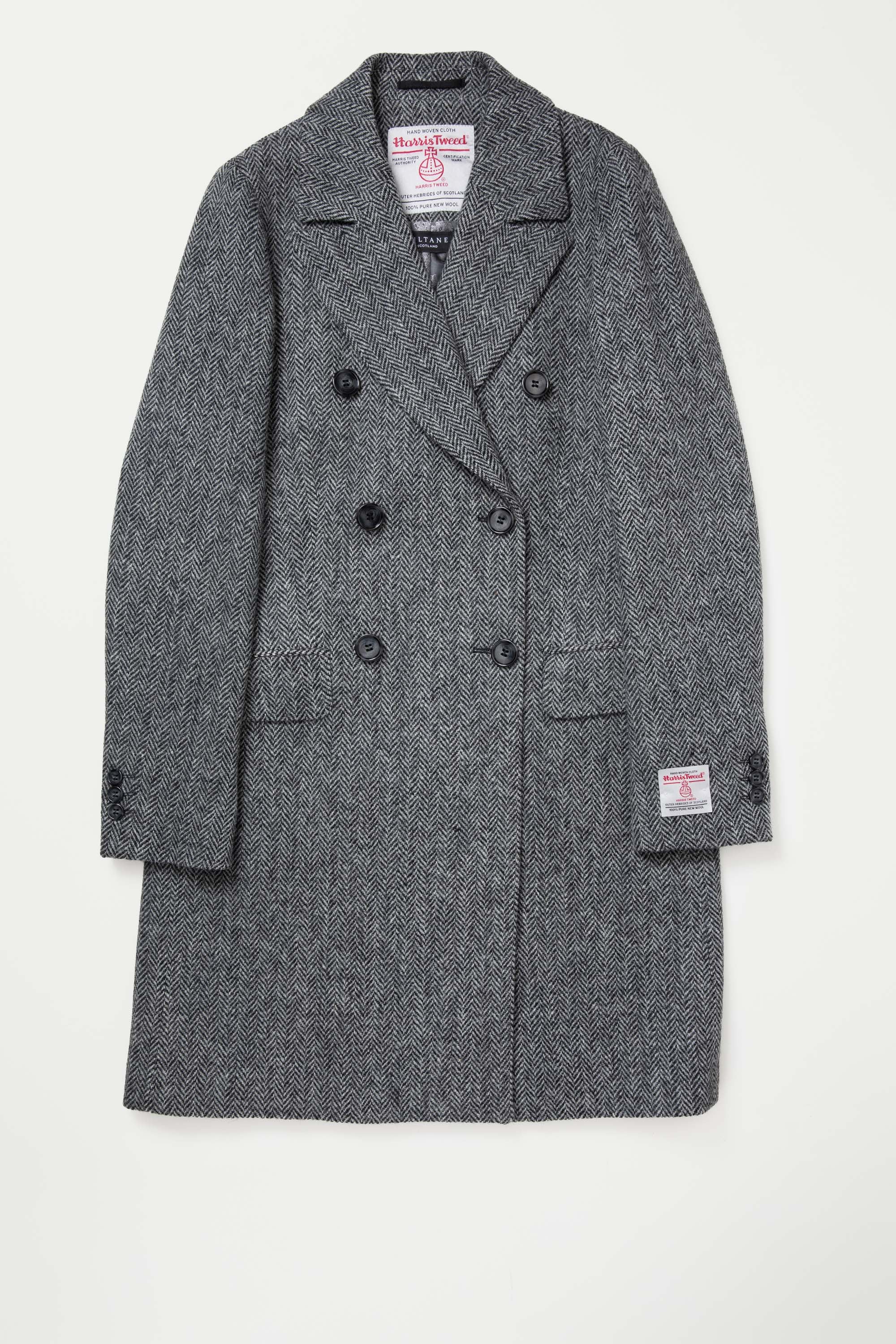 Women's Harris Tweed Melody Coat - Light Grey Herringbone - Image 5