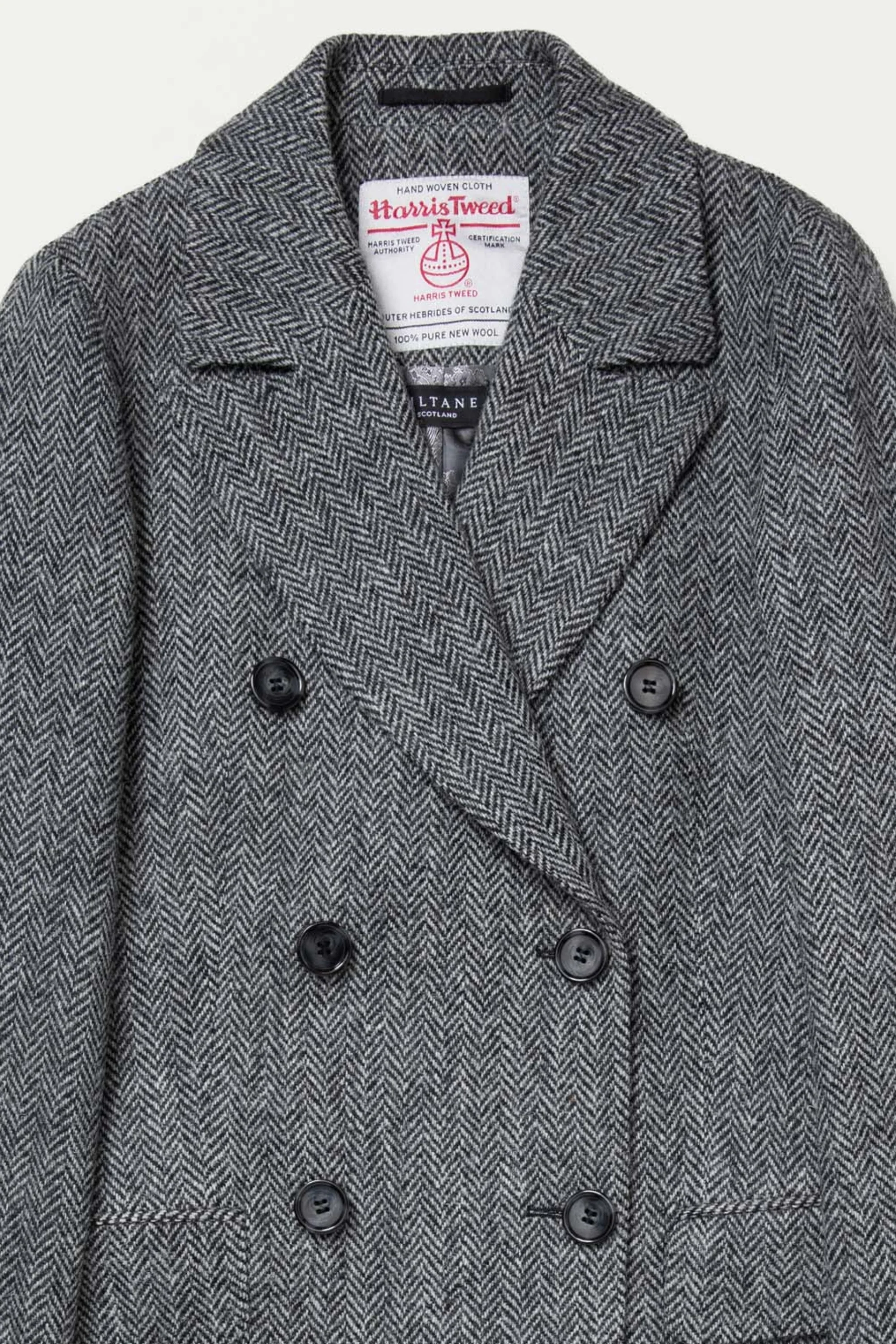 Women's Harris Tweed Melody Coat - Light Grey Herringbone - Image 6