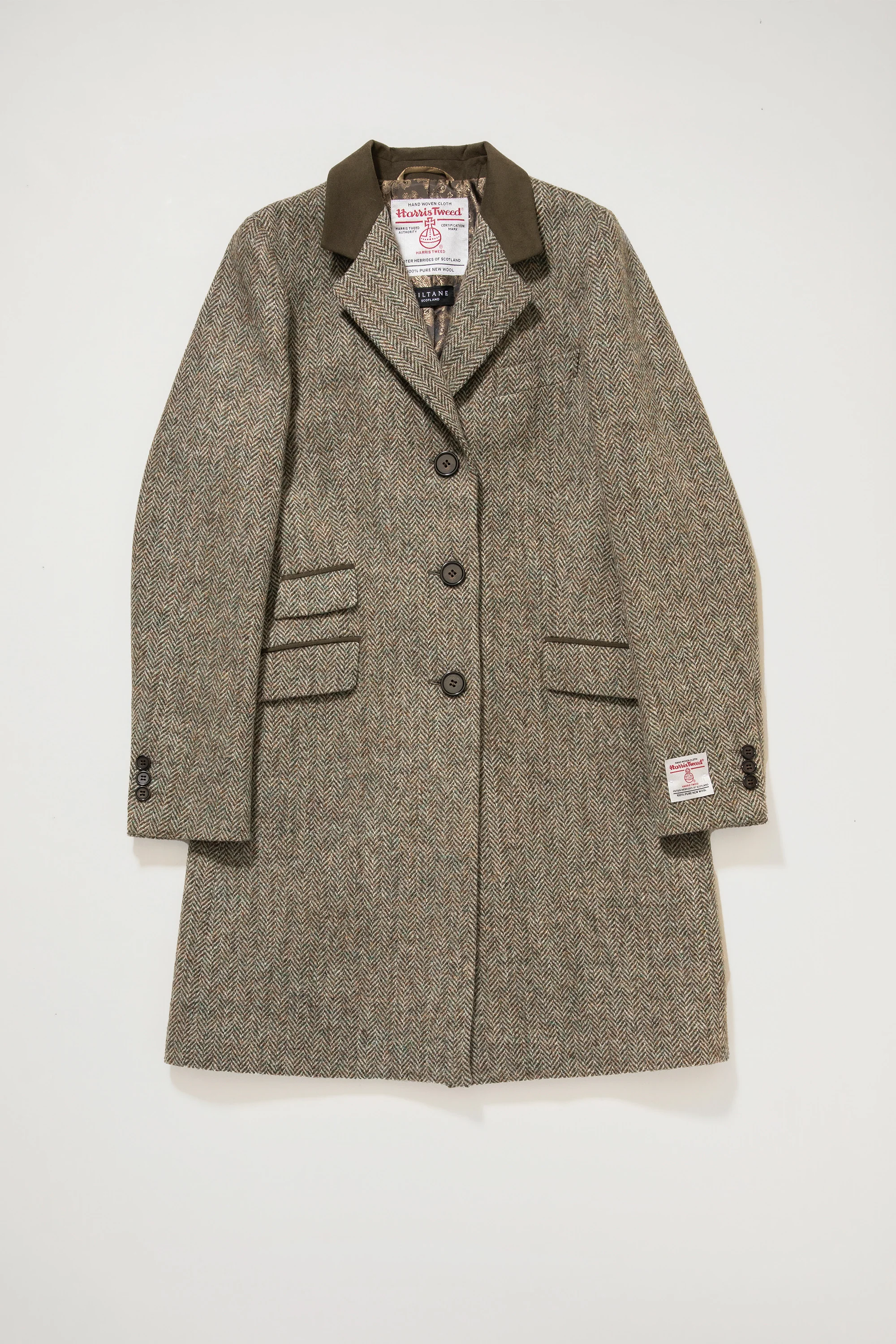 Women's Harris Tweed Tori Coat - Green Lovat Herringbone - Image 3