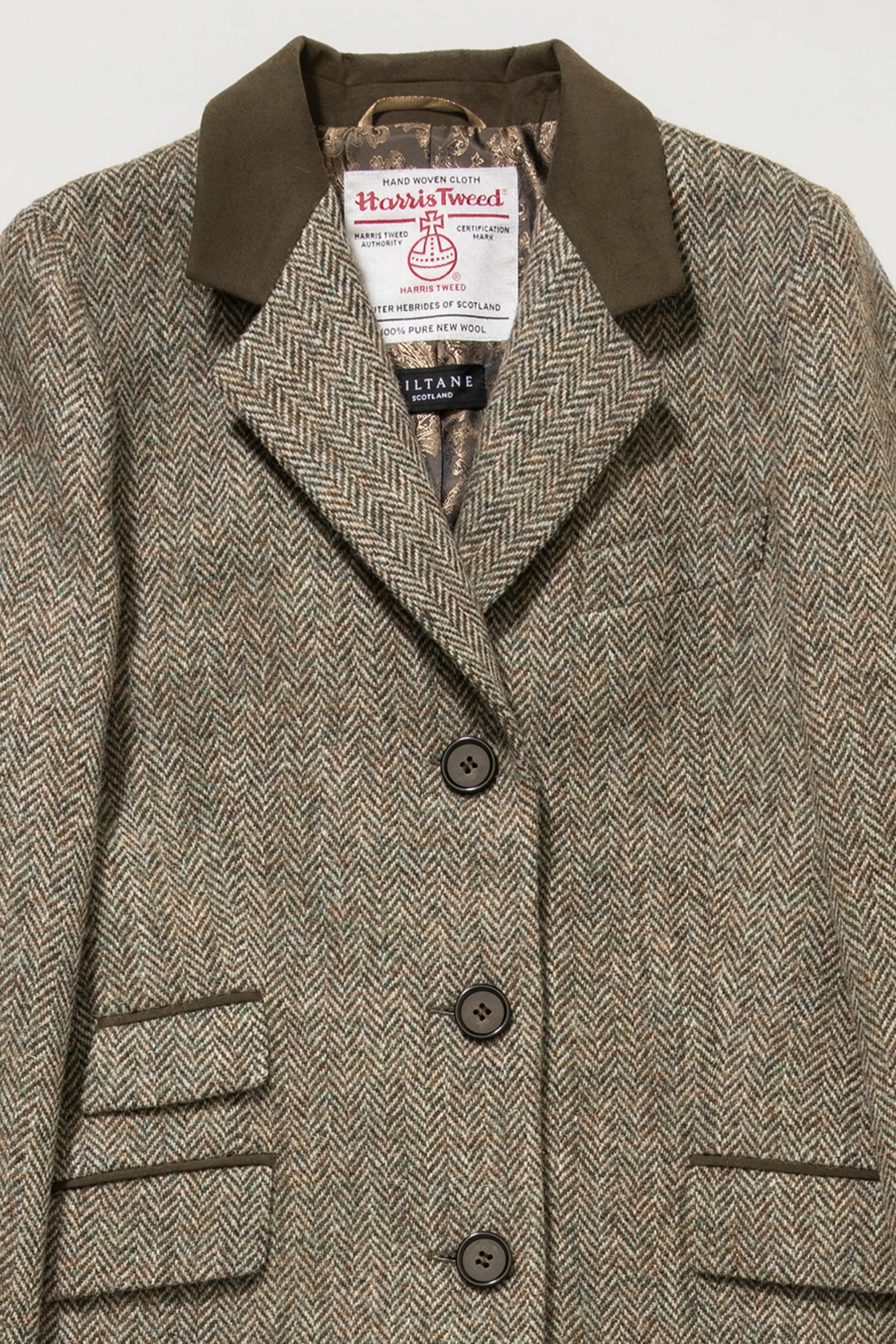 Women's Harris Tweed Tori Coat - Green Lovat Herringbone - Image 4